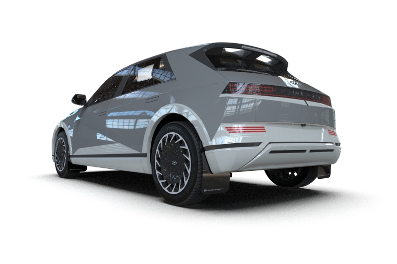 Hyundai Ioniq 5 Mud Flap Kit - Rally Armor - UR Black with Silver Logo - Black - `25-`27